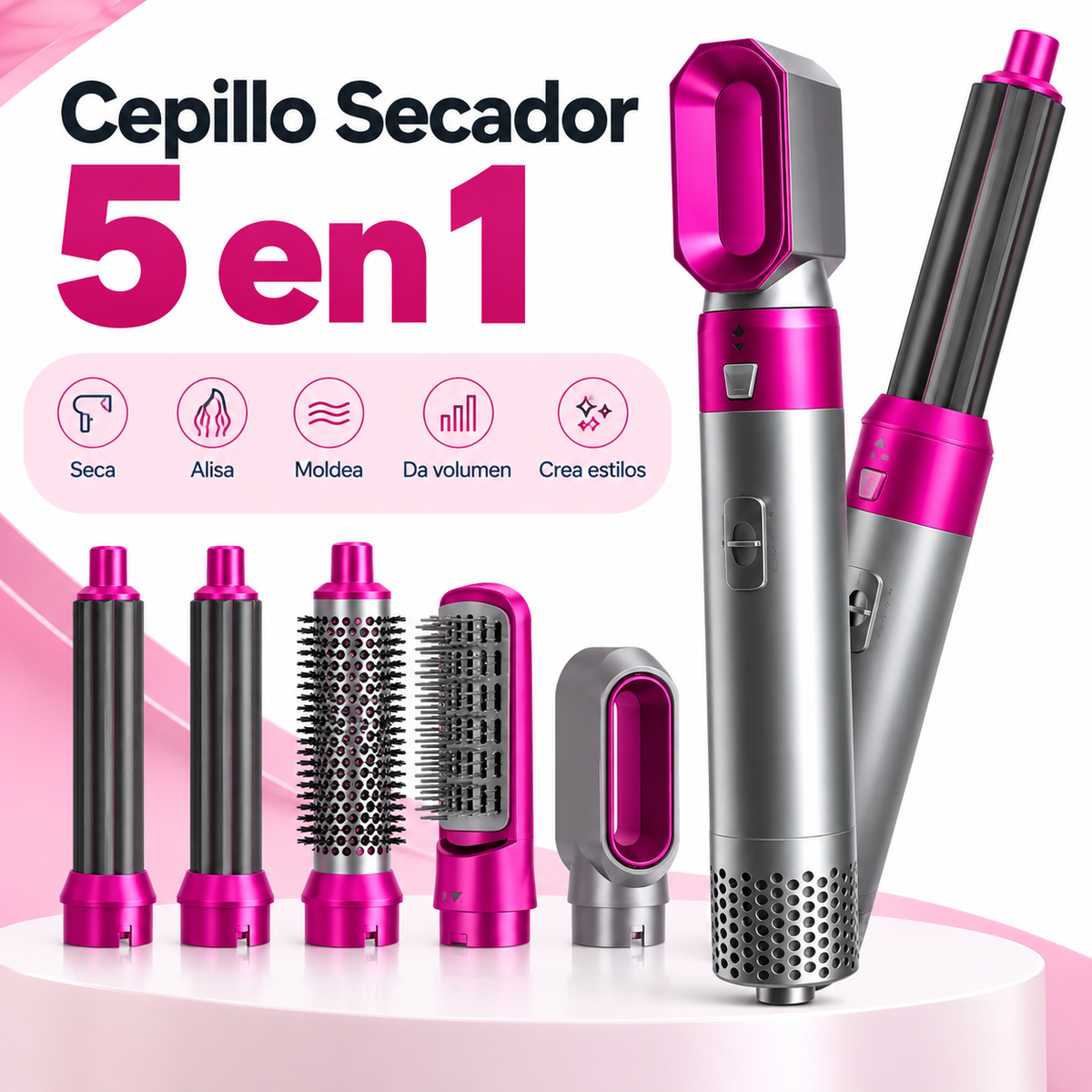 Cepillo Secador 5 en 1 – Seca, Alisa y Moldea