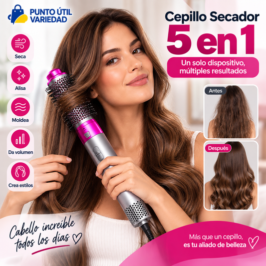Cepillo Secador 5 en 1 – Seca, Alisa y Moldea